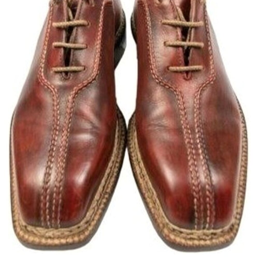 Bettanin & Venturi Italy Mens 7 Brown Norvegese Double Split Oxfords Dress Shoes - Picture 9 of 10